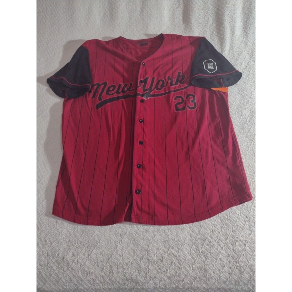 New York Number 23 Baseball Jersey Bushwick Extra Large Red And Black